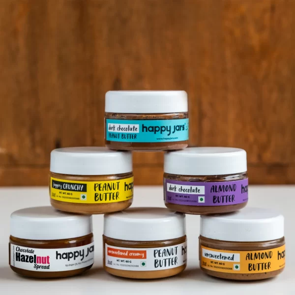 Variety Pack Minis - 6 flavours of peanut, almond butters and hazelnut chocolate spread