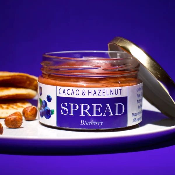 Organic & Vegan, Cacao & Hazelnut Spread, Blueberry, 200g