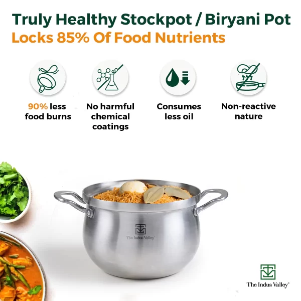 Triply Premium Stainless Steel Casserole/Biryani Pot/Stockpot - Glass Lid,3 Layer Body,Induction,4 L - Image 2