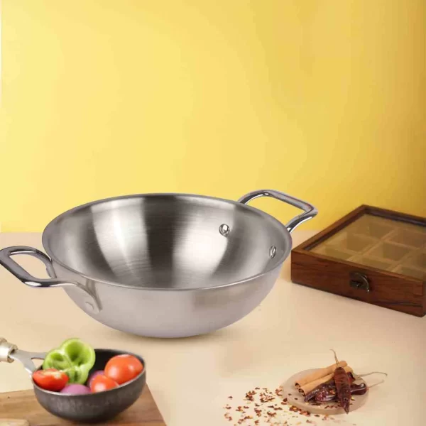 Triply Premium Stainless Steel Kadai/Kadhai - 3 Layer 3mm Thick Body, Induction Base,1.7/2.7/4 Litre