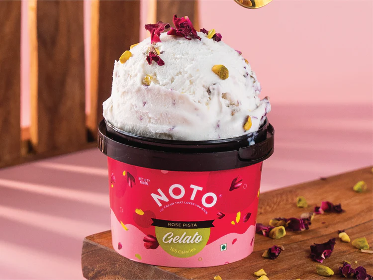 Noto Rose Pista Gelato Healthy dessert for diwali